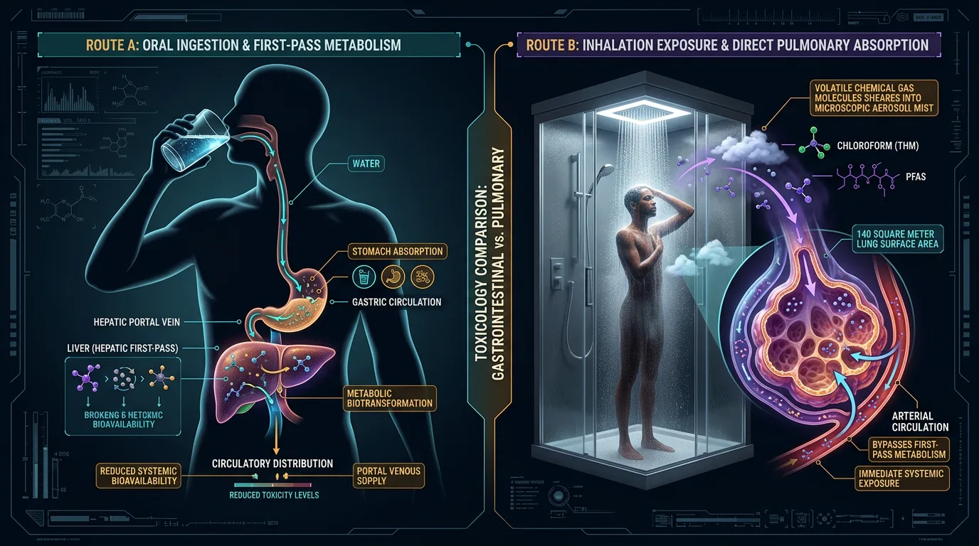 Hot Shower Inhalation Pathway vs Liver Detoxification